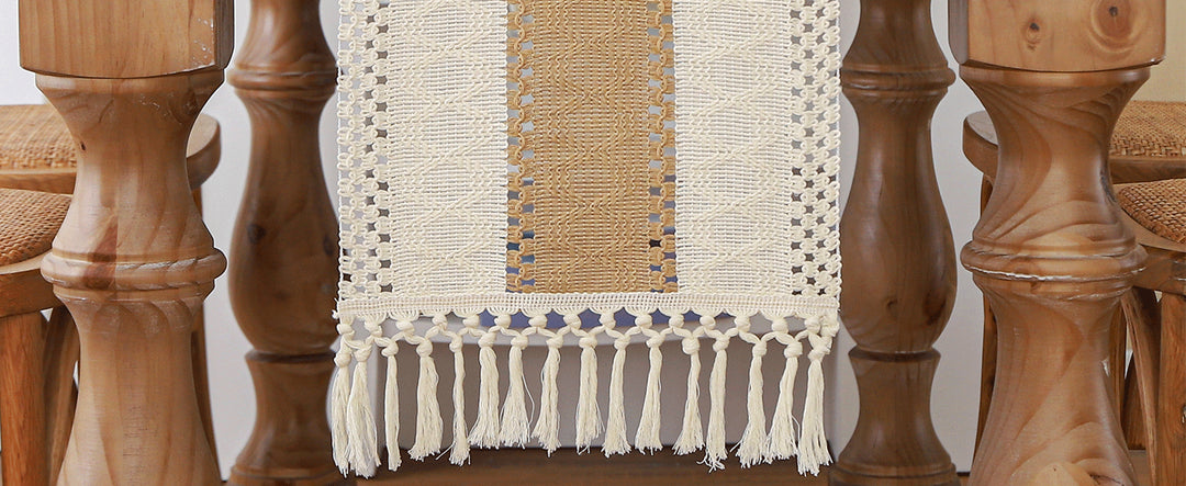 Harvest Stripe Runner – Boho Linen Table Runner with Tassels