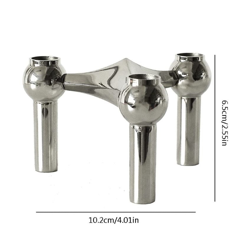 Nodex Abstract Sculptural Metal Candlestick Holder | Modern Art Candelabra