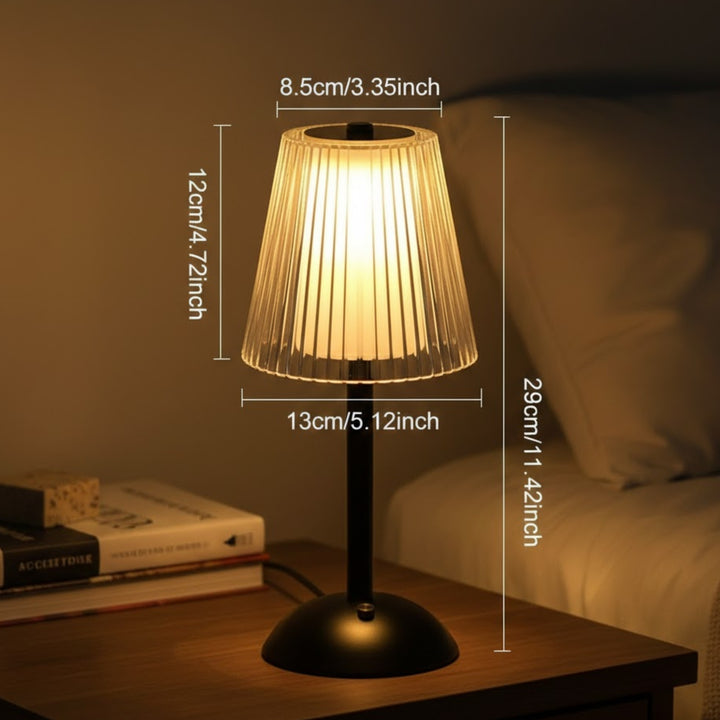 Pleated Rechargeable Table Lamp – Pleated Acrylic Shade with Metal Base