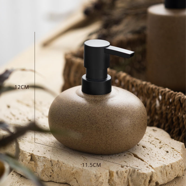 Round Stone Ceramic Dispenser| Nordic Soap, Shampoo & Lotion Bottle