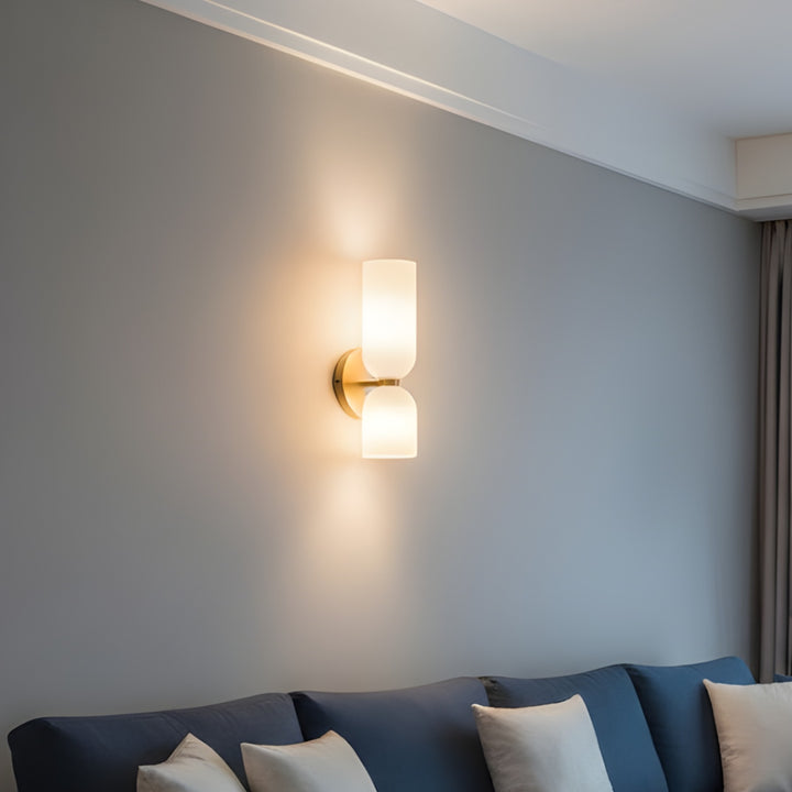 Linea Duo Glass Wall Sconce – Dual Cylinder Accent Light with Metal Base