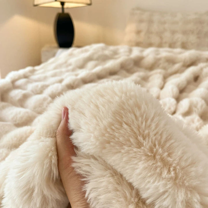 Aire Plush Faux Rabbit Fur Throw Blanket