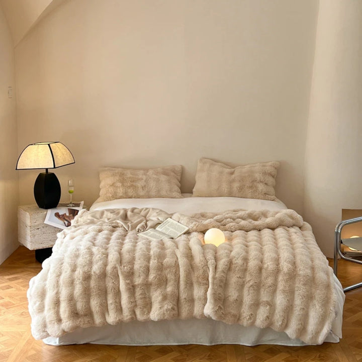 Aire Plush Faux Rabbit Fur Throw Blanket
