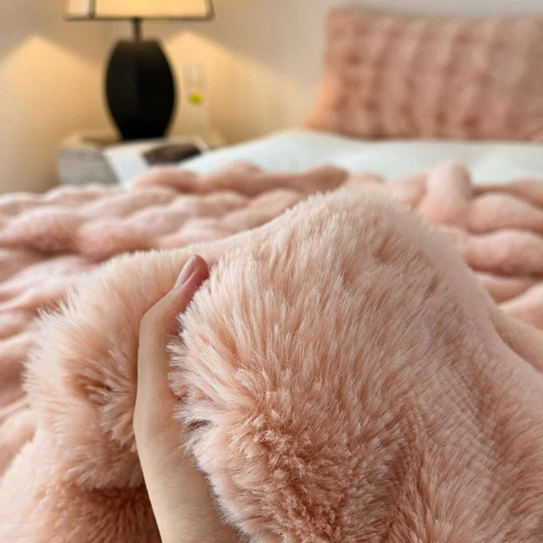 Aire Plush Faux Rabbit Fur Throw Blanket