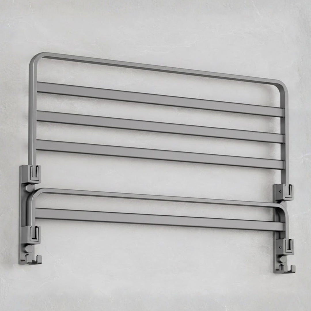 Linea Matte Black Aluminum Towel Rack with Shelf & Hooks