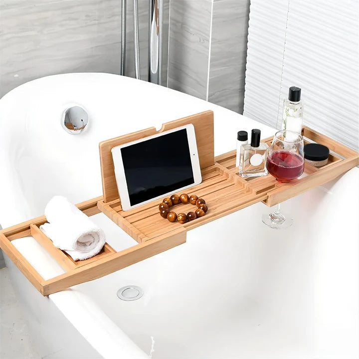 Ariya | Bath Caddy Tray – Expandable Design, Durable Bamboo 0