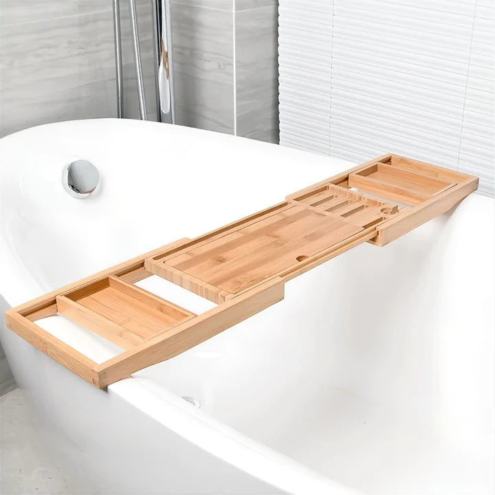 Ariya | Bath Caddy Tray – Expandable Design, Durable Bamboo 1