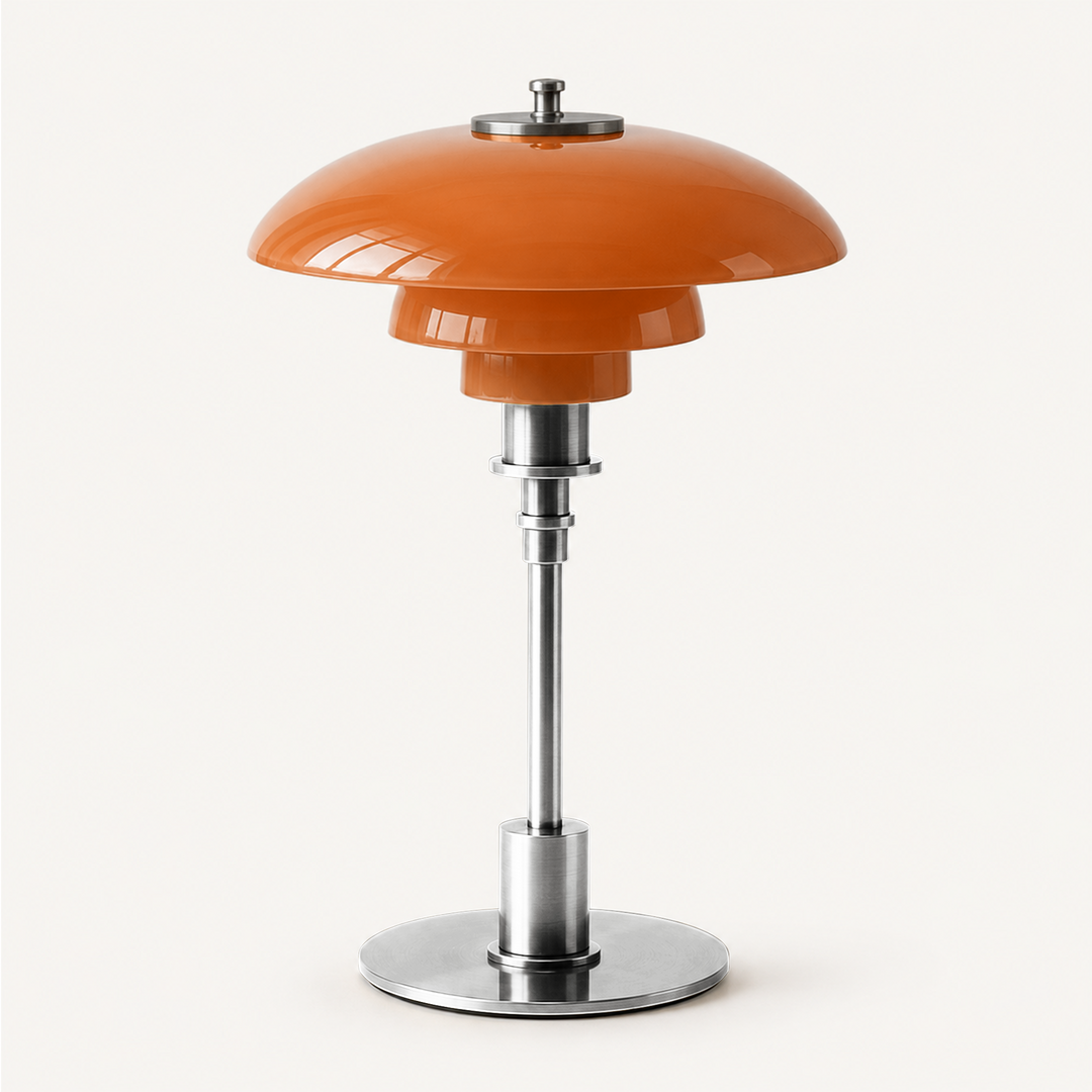 Solhem | Scandinavian Tiered Glass Table Lamp with Brass Stem – Dimmable LED