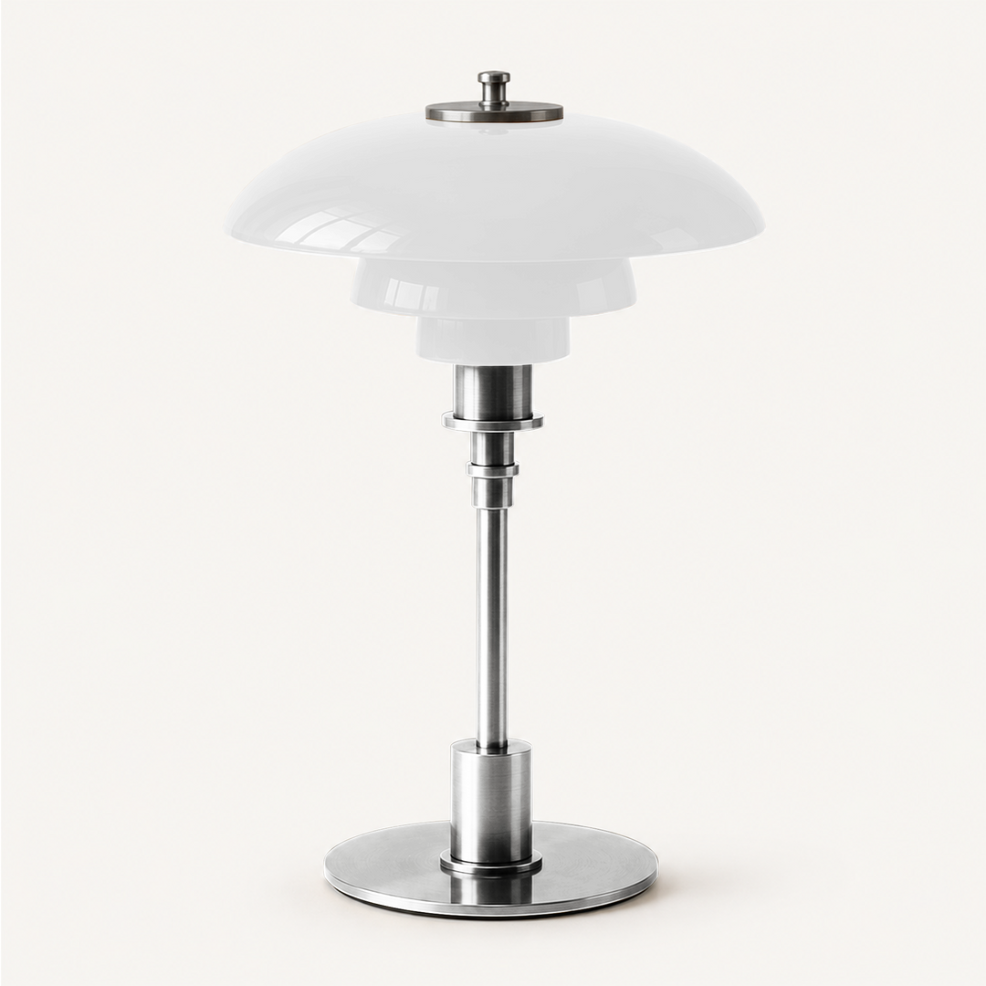 Solhem | Scandinavian Tiered Glass Table Lamp with Brass Stem – Dimmable LED