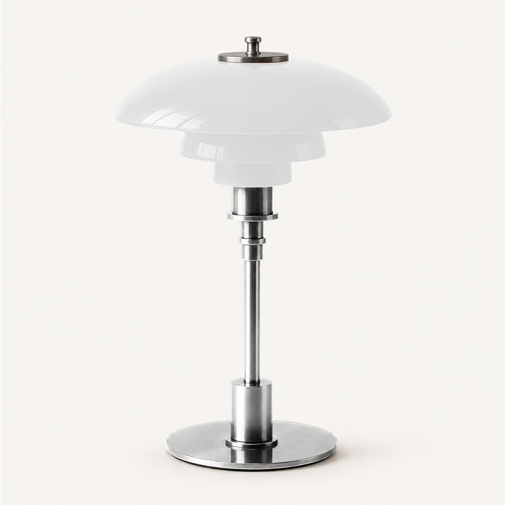 Solhem | Scandinavian Tiered Glass Table Lamp with Brass Stem – Dimmable LED