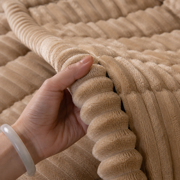 Aven | Cozy Ribbed Fleece Sofa Protector Pad with Plush Textured Surface