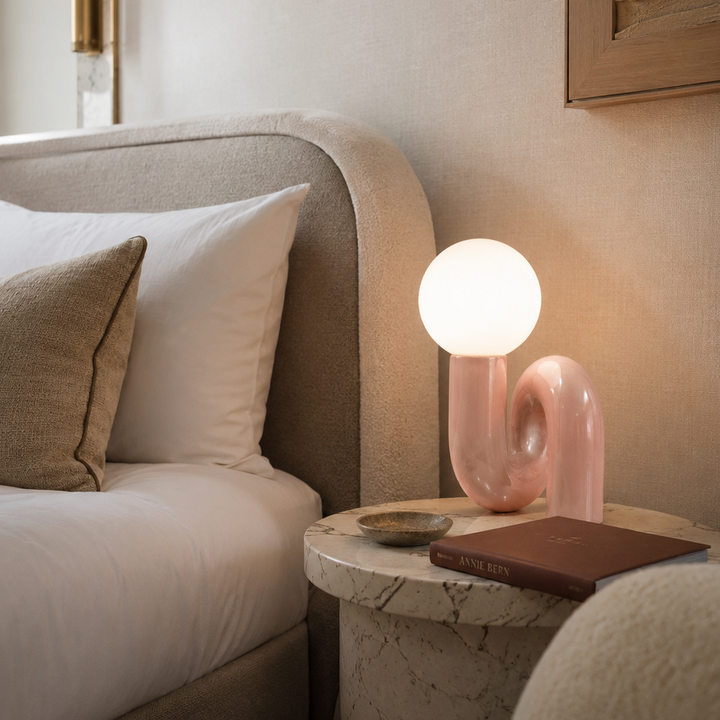 Nodo Postmodern Sculptural Table Lamp | Glass Globe Shade Table Lamp
