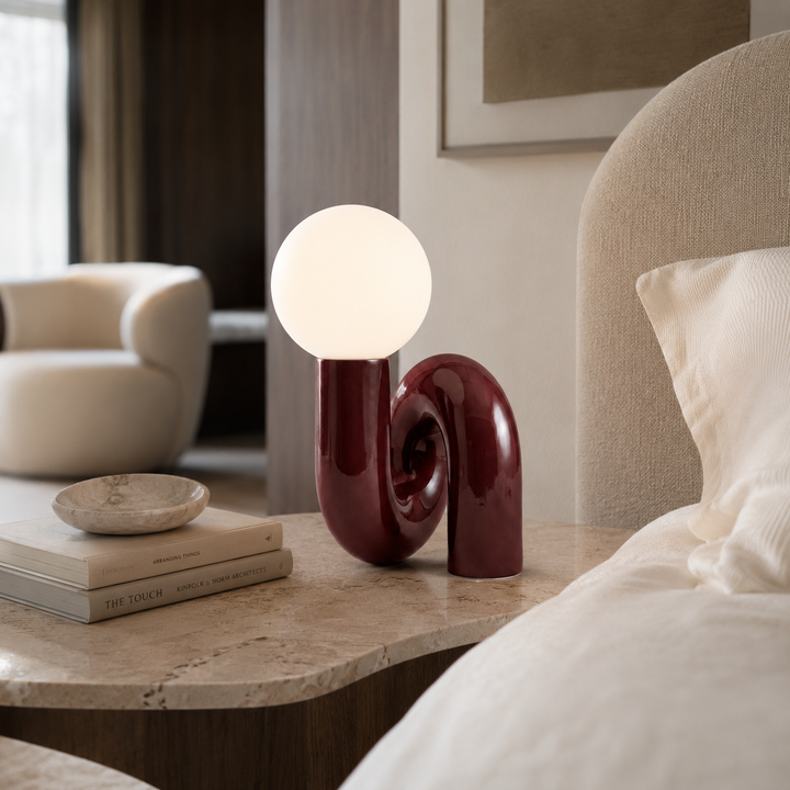 Nodo Postmodern Sculptural Table Lamp | Glass Globe Shade Table Lamp