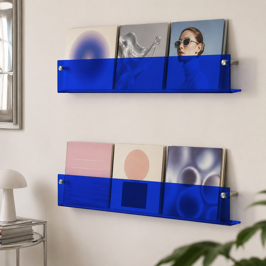 Legacy Acrylic Wall-Mount Magazine Holder Set | 2pcs Floating Book & Brochure Display