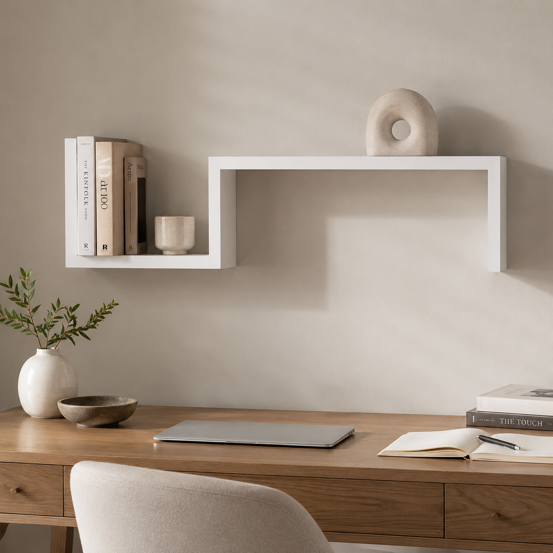 Kelby | Minimalist Wood S-Curve Wall Shelf for Books and Decor