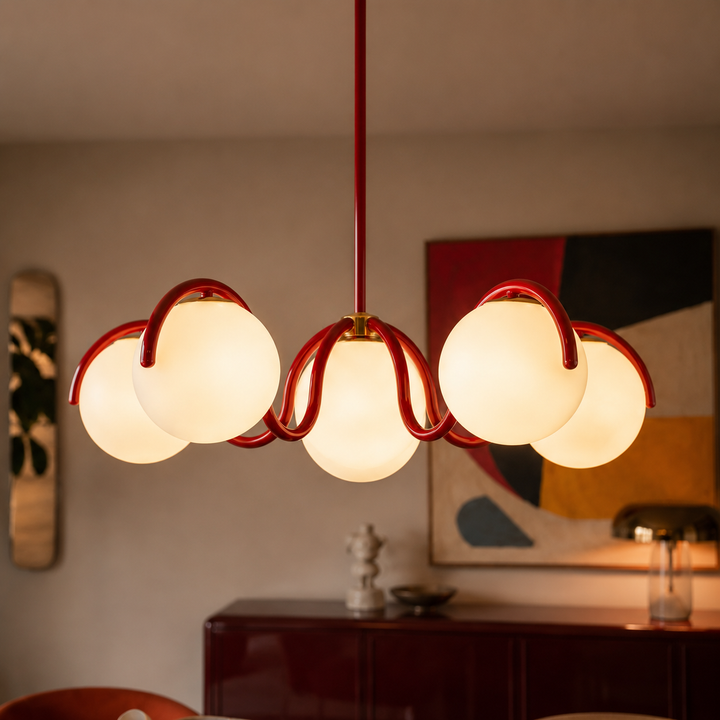 Lumira | Curved Arm Glass Globe Chandelier for Dining Room & Living Room