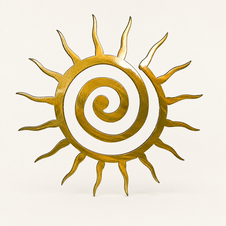 Solei Spiral Sun Metal Wall Art | Boho Gold Celestial Wall Sculpture for Living Room & Entryway