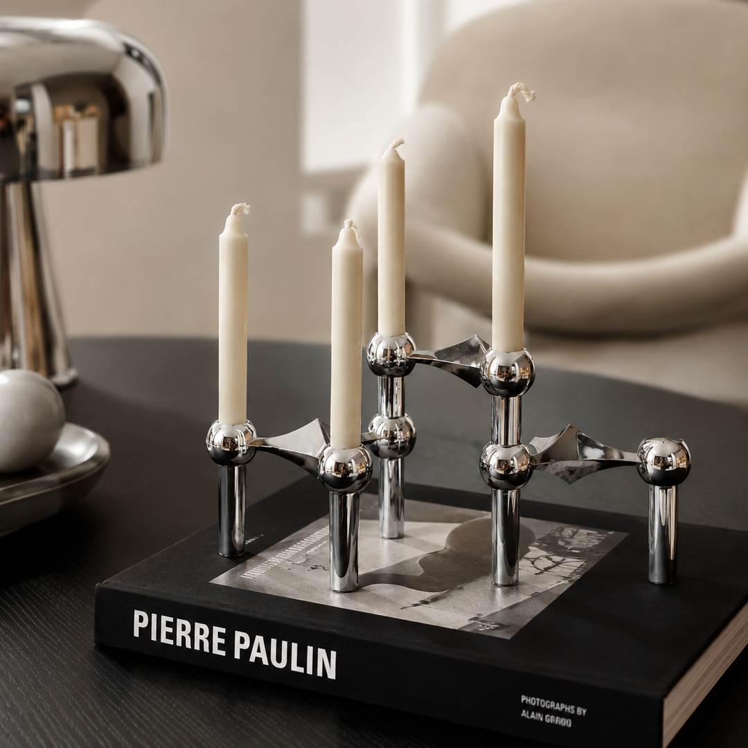 Nodex Abstract Sculptural Metal Candlestick Holder | Modern Art Candelabra