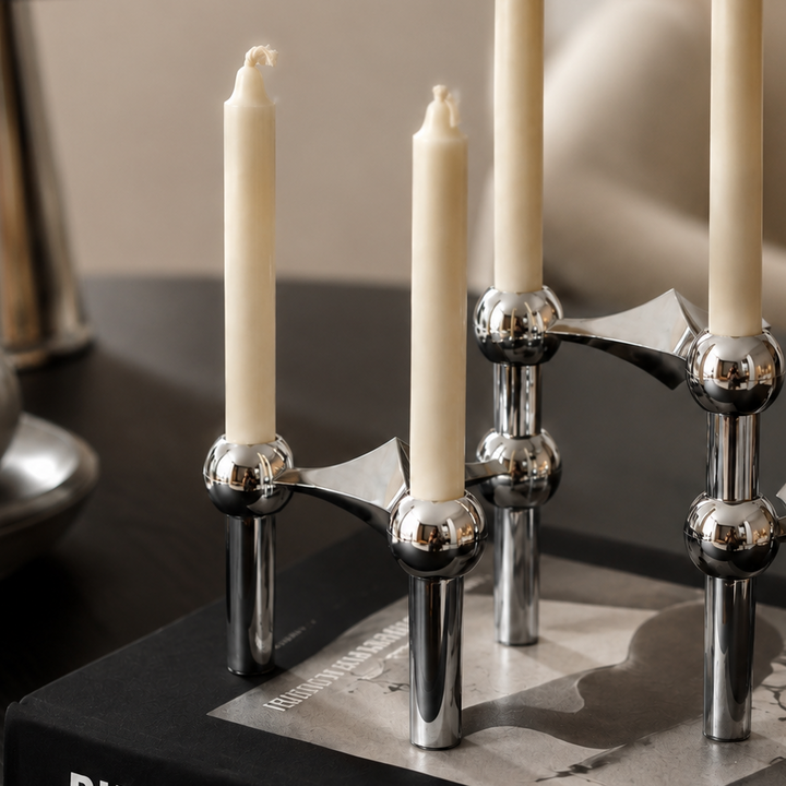 Nodex Abstract Sculptural Metal Candlestick Holder | Modern Art Candelabra