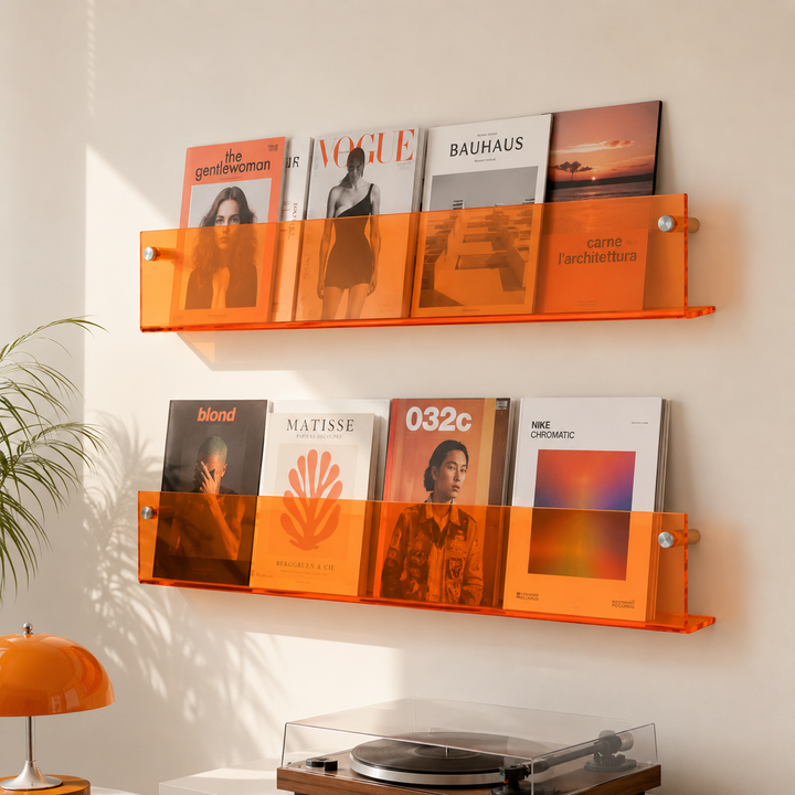Legacy Acrylic Wall-Mount Magazine Holder Set | 2pcs Floating Book & Brochure Display