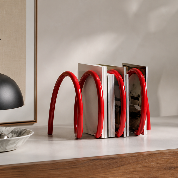 Fizzle | Bold Coil Metal Bookshelf Statement Stand for Desktop Display