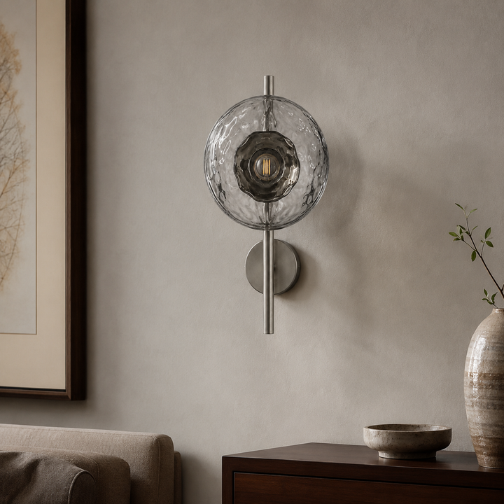 Cali | Water-Ripple Glass Wall Sconce with Slim Metal Mount