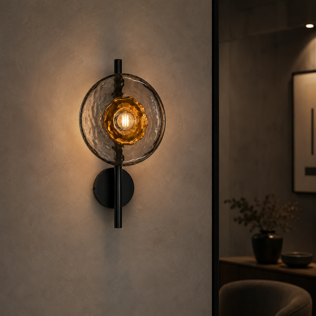 Cali | Water-Ripple Glass Wall Sconce with Slim Metal Mount