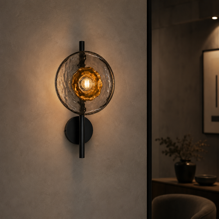 Cali | Water-Ripple Glass Wall Sconce with Slim Metal Mount