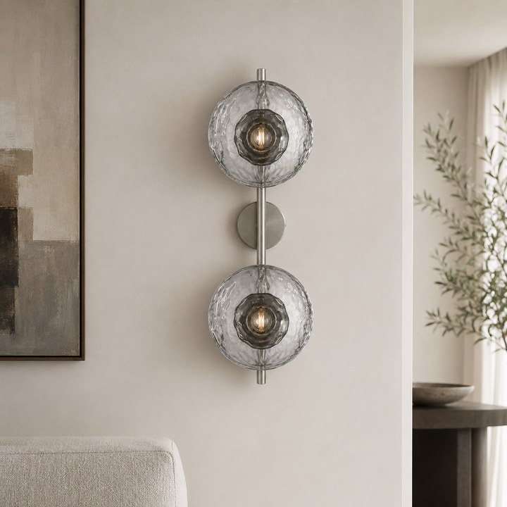 Cali | Water-Ripple Glass Wall Sconce with Slim Metal Mount