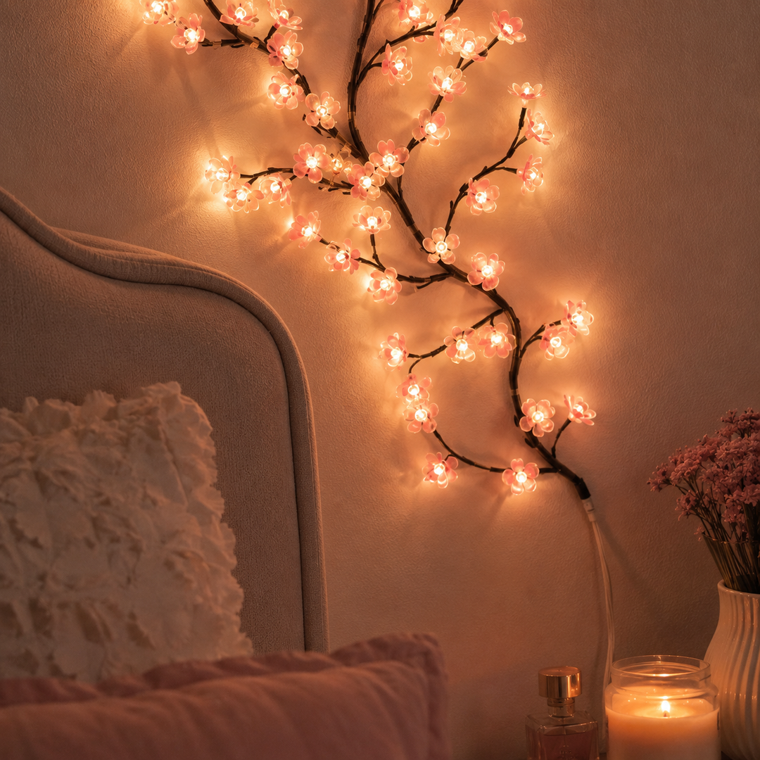 Bloomvine LED Cherry Blossom Branch Light | Aesthetic Bedroom Wall Fairy Lights Decor