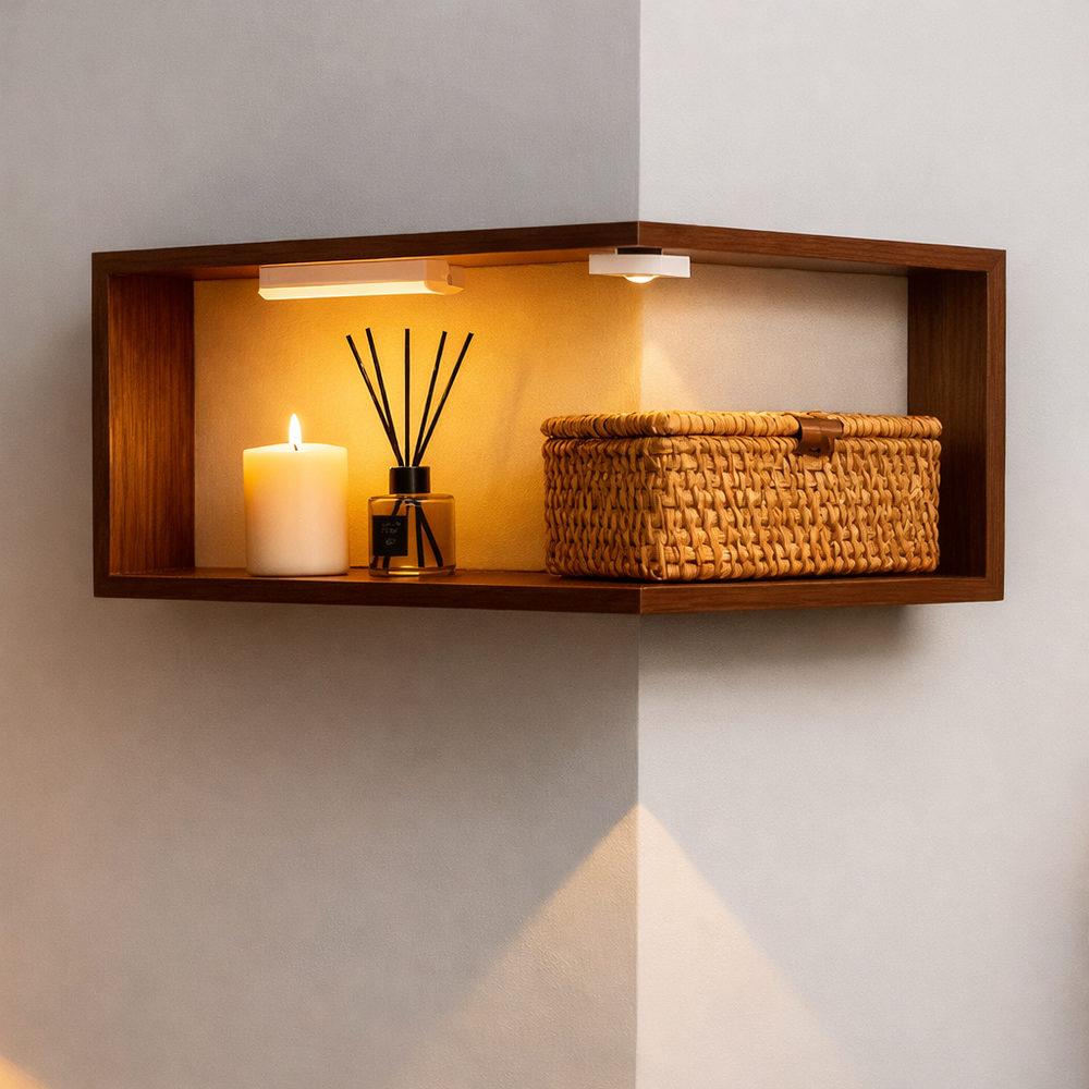 Creative Corner Shelf Unit with Staggered Design ? Stylish Wall Storage for Home Organization 7