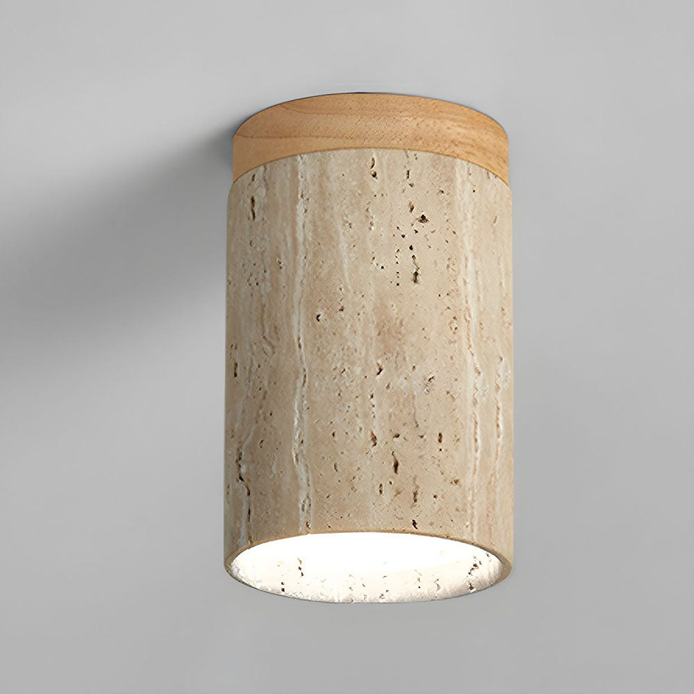 CylindraWood | Elegant Modern Natural Wood Flush Mount Ceiling Light 2