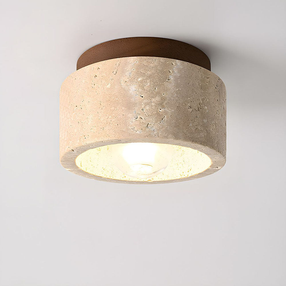 CylindraWood | Elegant Modern Natural Wood Flush Mount Ceiling Light 8