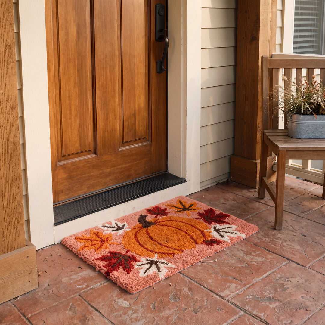 Dale | Fall Harvest Entryway Rug, Pumpkin, Leaves & Gnome Designs