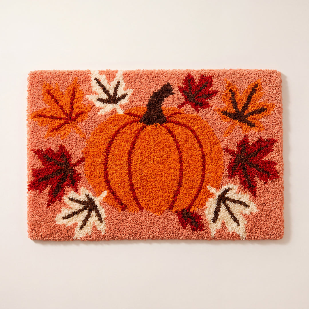 Dale | Fall Harvest Entryway Rug, Pumpkin, Leaves & Gnome Designs