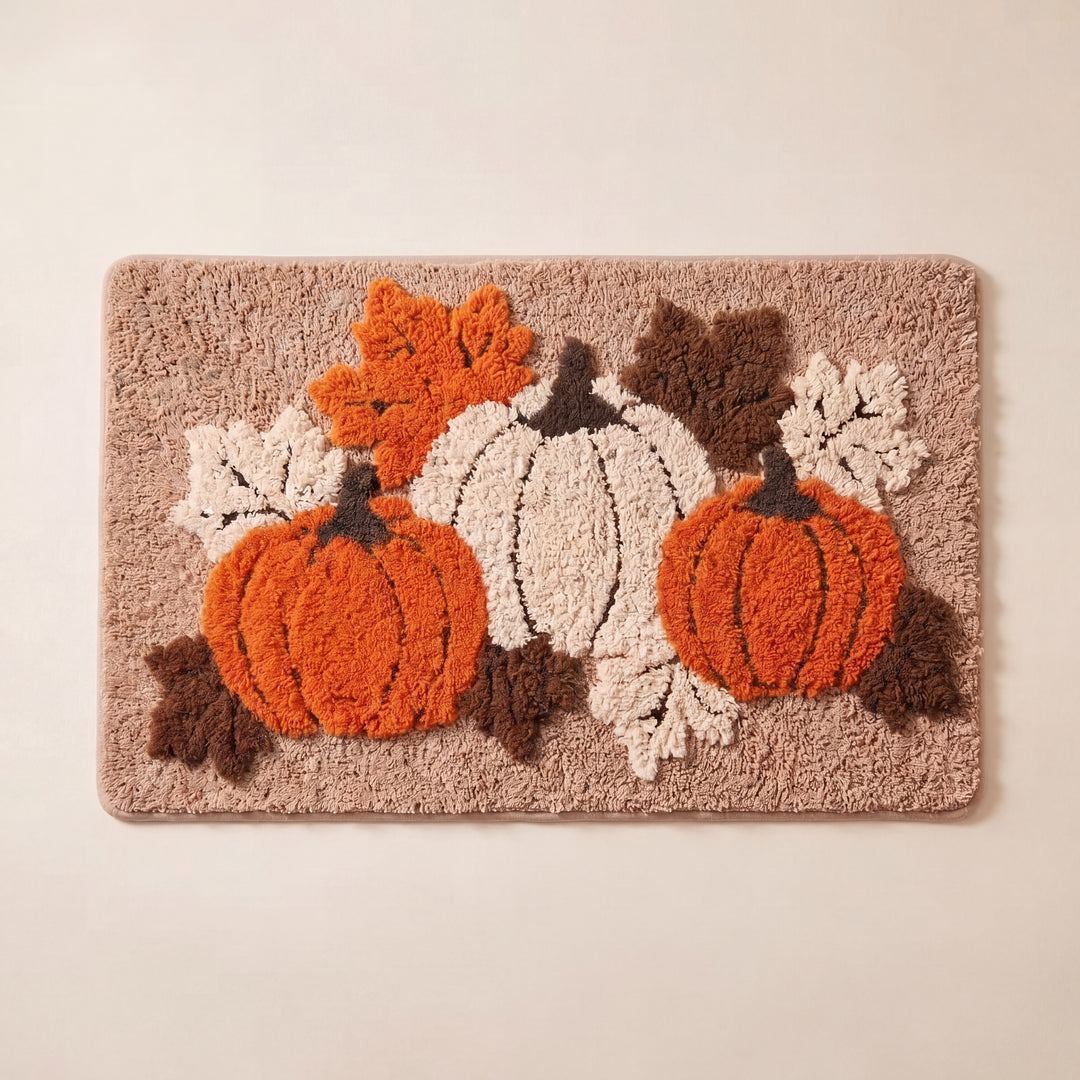 Dale | Fall Harvest Entryway Rug, Pumpkin, Leaves & Gnome Designs