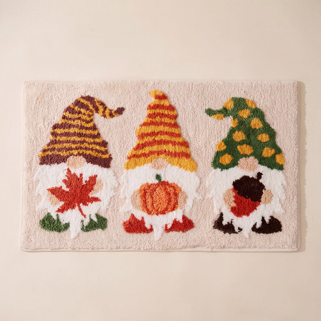 Dale | Fall Harvest Entryway Rug, Pumpkin, Leaves & Gnome Designs