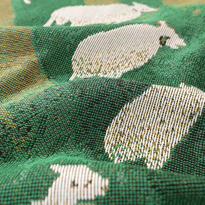Elara | Throw Blanket – Scenic Sheep Design, Jacquard Fabric 3