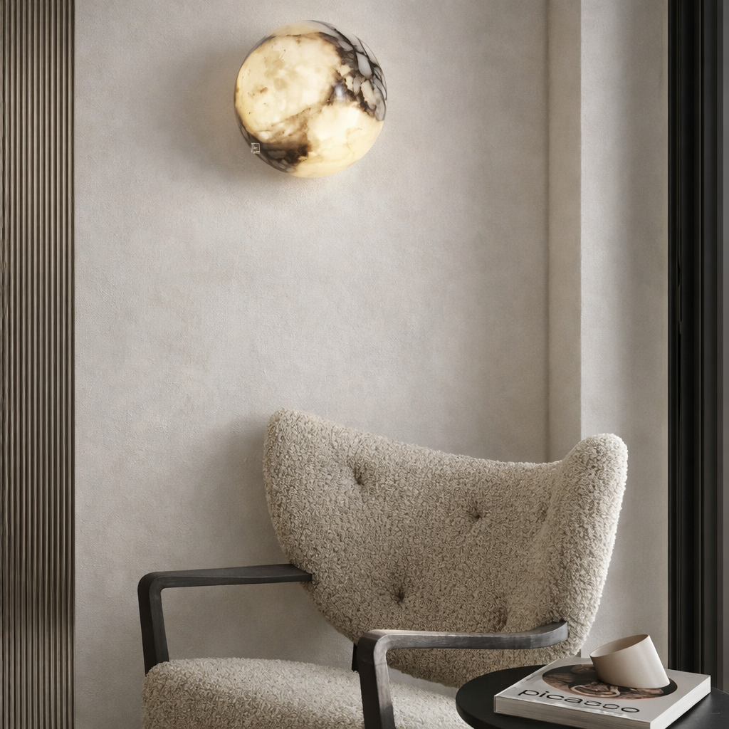 Elegant Natural Stone Wall Sconce Light with Unique Marble Design | Luxurious Ambient Lighting for Home Decor 6