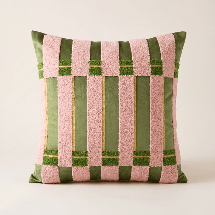 Flori | Retro Tufted Throw Pillow Cover with Botanical and Geometric Pattern