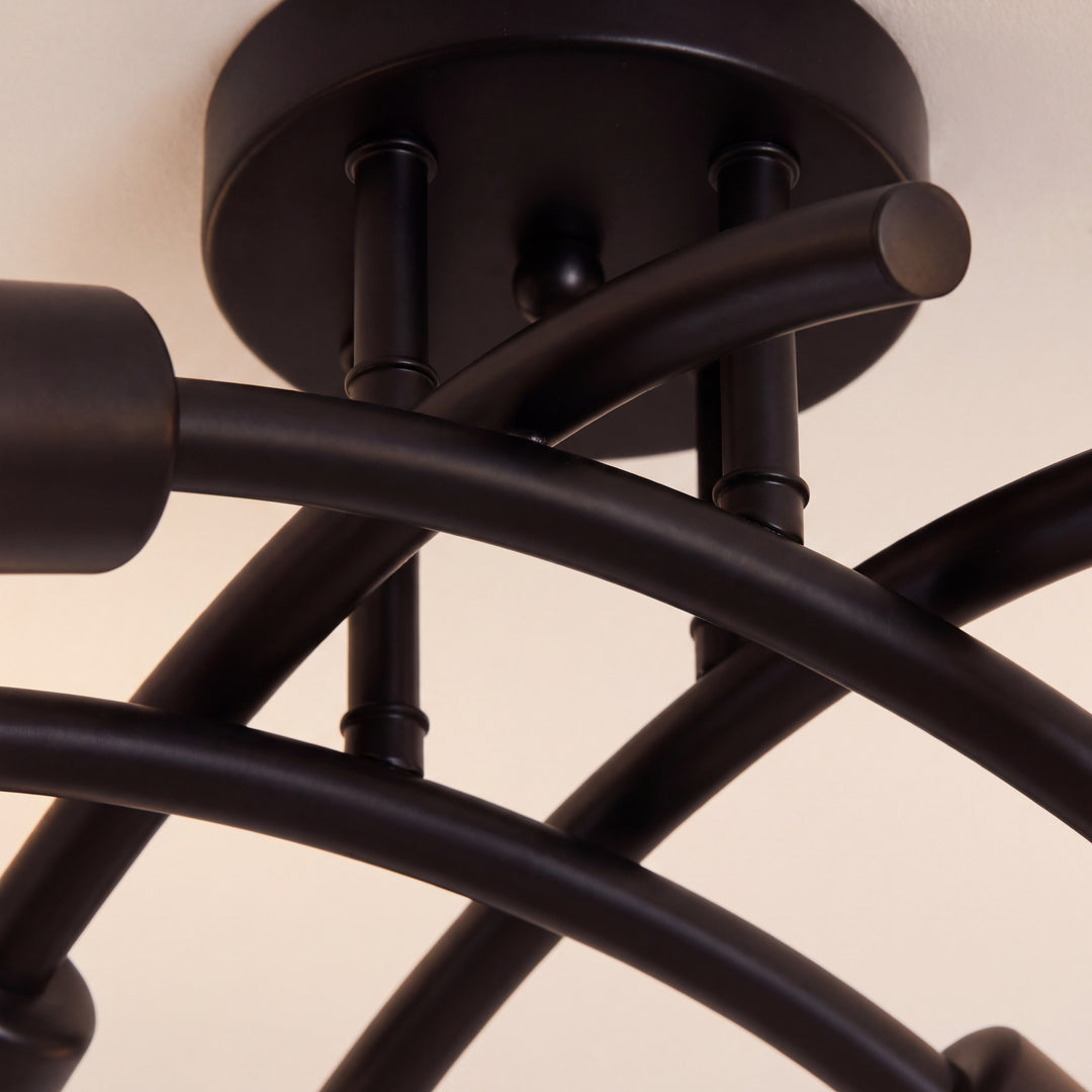 Fora | Industrial 4-Light Curved Arm Ceiling Light Fixture