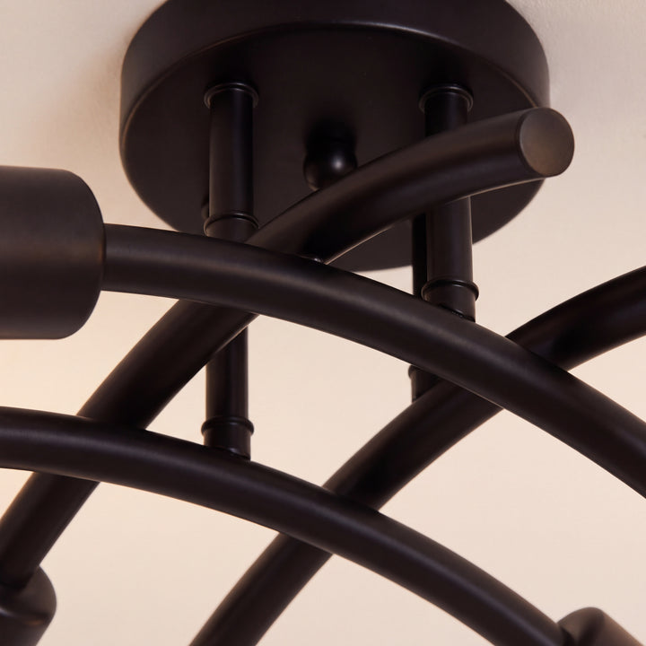 Fora | Industrial 4-Light Curved Arm Ceiling Light Fixture