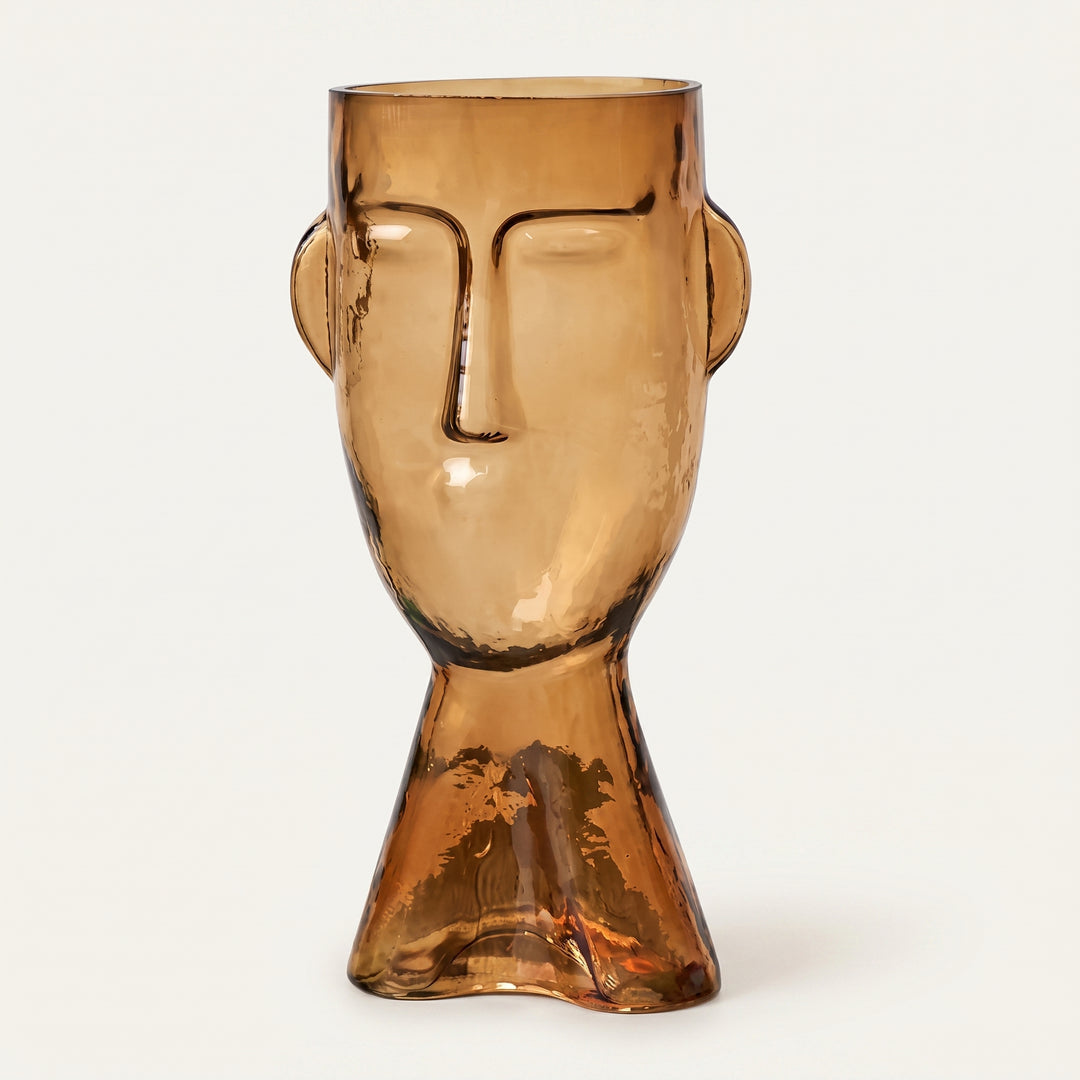 Forme Sculptural Face Glass Vase | Abstract Art Ornament for Flowers or Display
