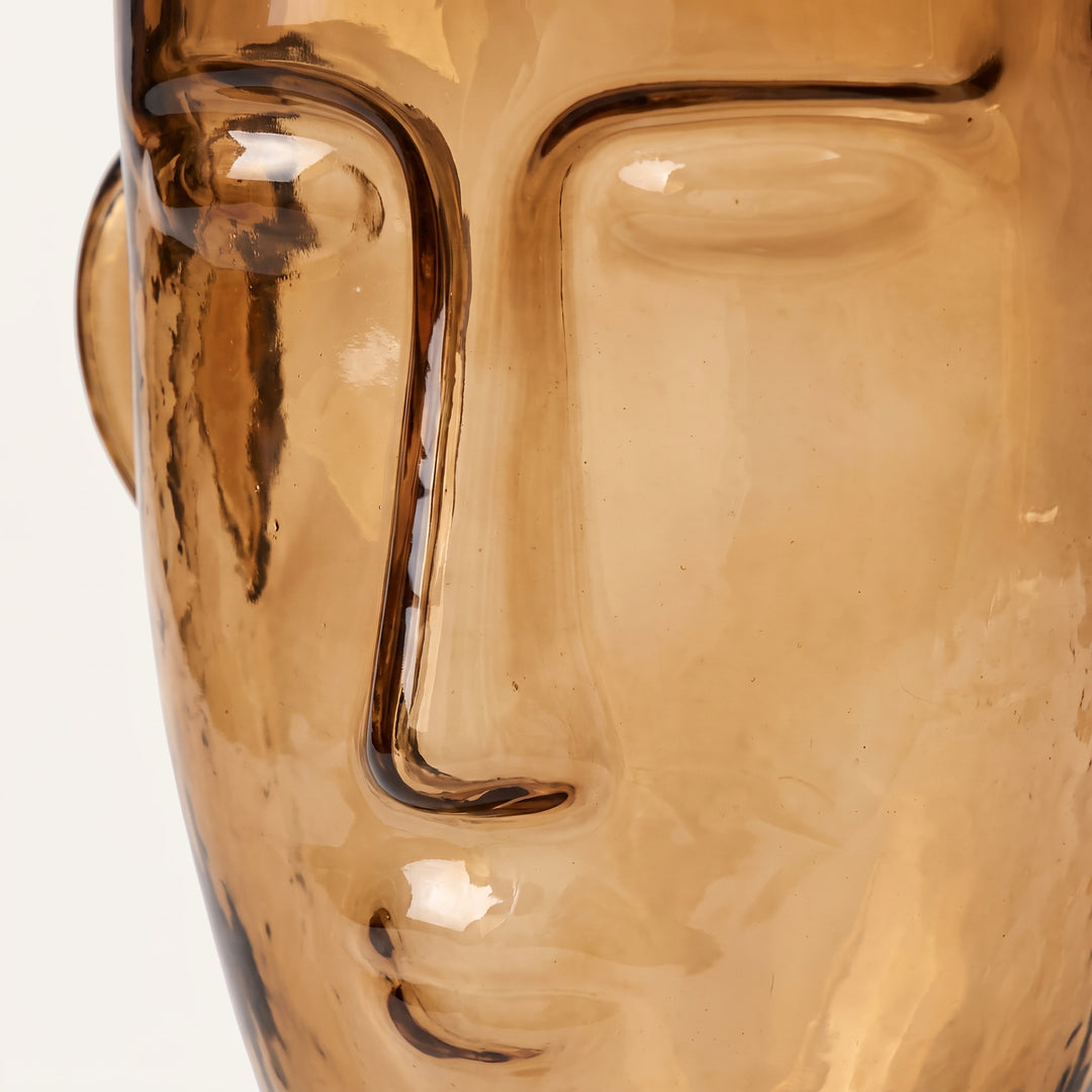 Forme Sculptural Face Glass Vase | Abstract Art Ornament for Flowers or Display