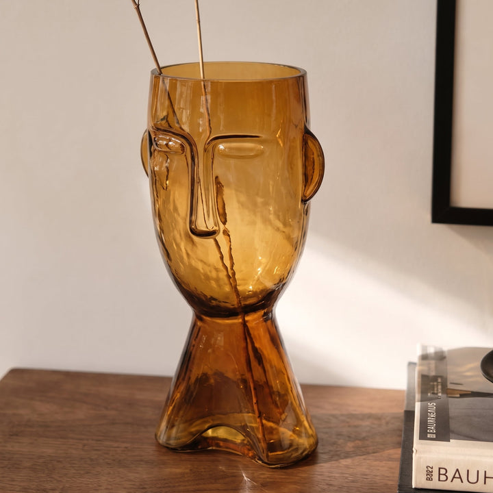 Forme Sculptural Face Glass Vase | Abstract Art Ornament for Flowers or Display