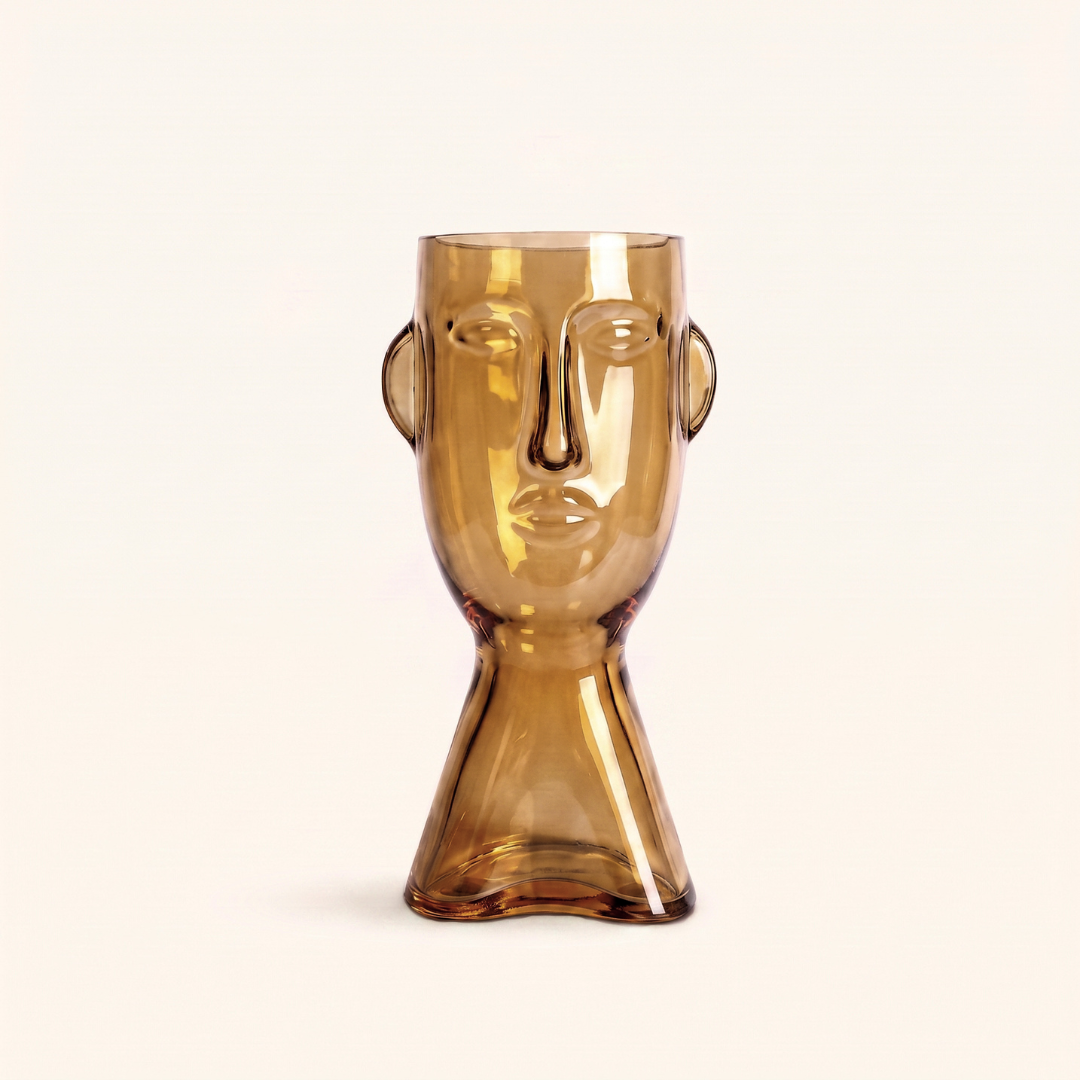 Forme Sculptural Face Glass Vase | Abstract Art Ornament for Flowers or Display