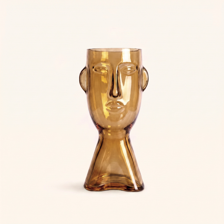 Forme Sculptural Face Glass Vase | Abstract Art Ornament for Flowers or Display