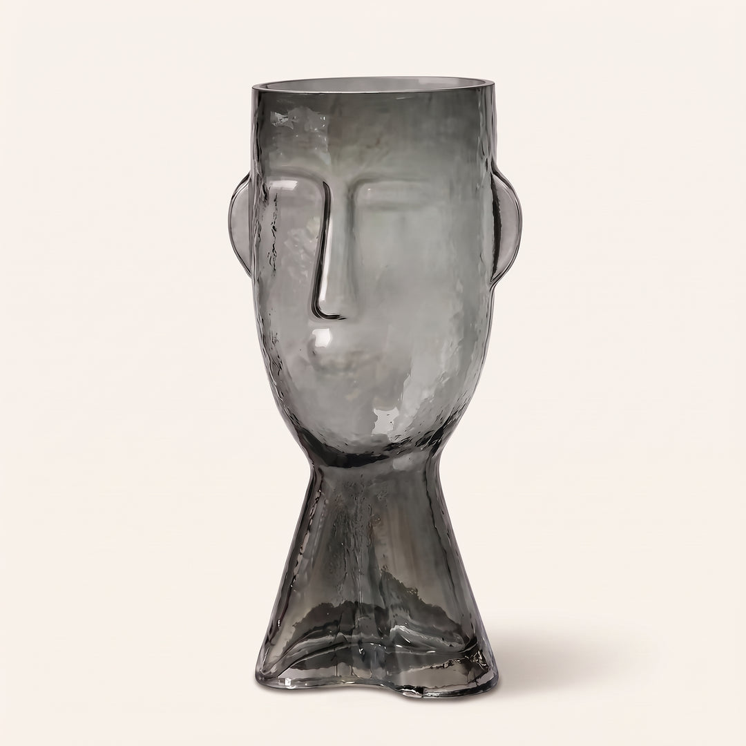 Forme Sculptural Face Glass Vase | Abstract Art Ornament for Flowers or Display