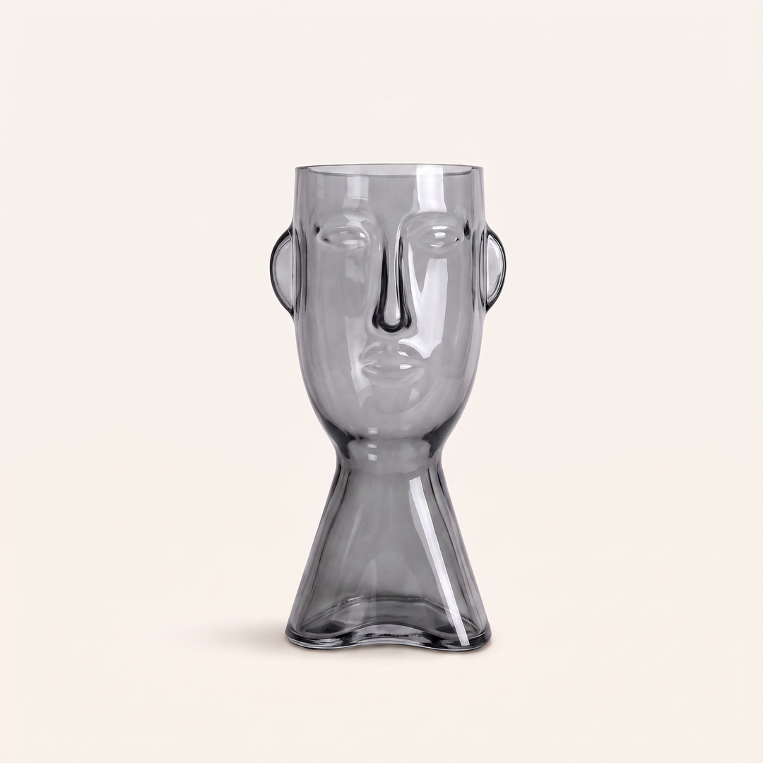 Forme Sculptural Face Glass Vase | Abstract Art Ornament for Flowers or Display