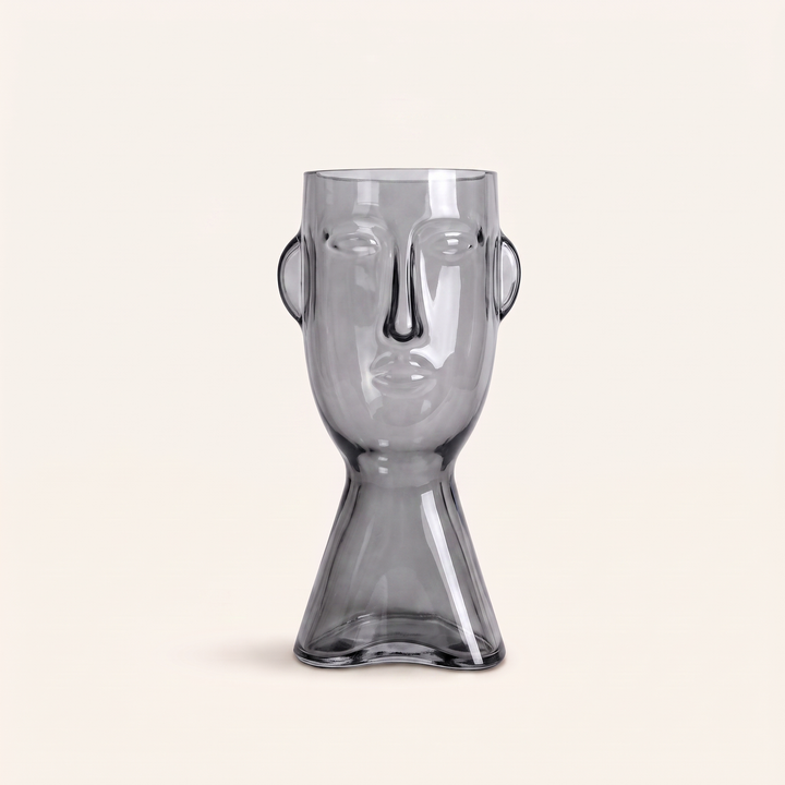 Forme Sculptural Face Glass Vase | Abstract Art Ornament for Flowers or Display